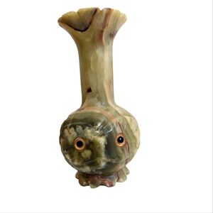 Hand Carved 6" Onyx Stone Owl Vase - By Peter Ellero